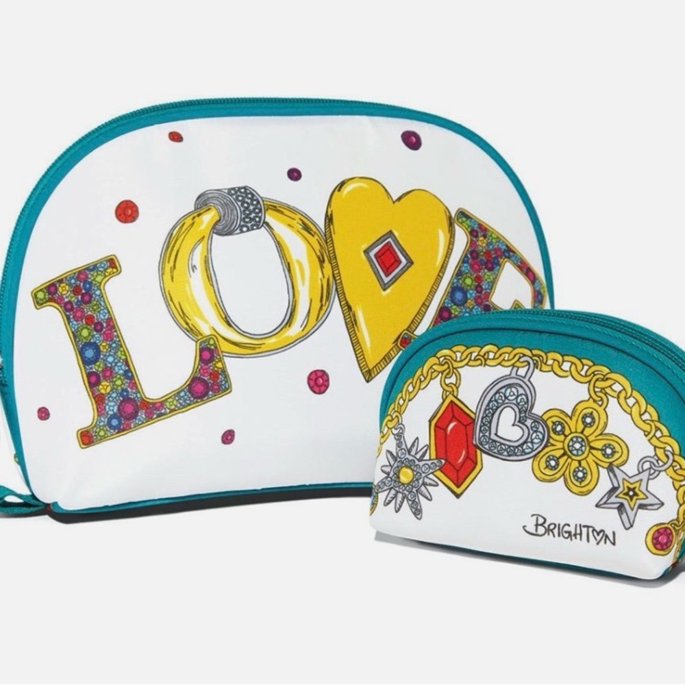 Brighton "Charmed Love" Bags, Set of 2, Cosmetic & Jewelry Bags - NEW WITH TAGS
